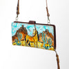 ADBGM113 Hand-Painted Leather Crossbody - Rodeo & Floral Design