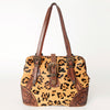 ADBGI183 Hair On Western Satchel - Tooled Leather Cowgirl Purse with Buckles