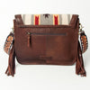ADBGA207 American Darling Hand Tooled Saddle Blanket Fringed Leather Cross body Bag