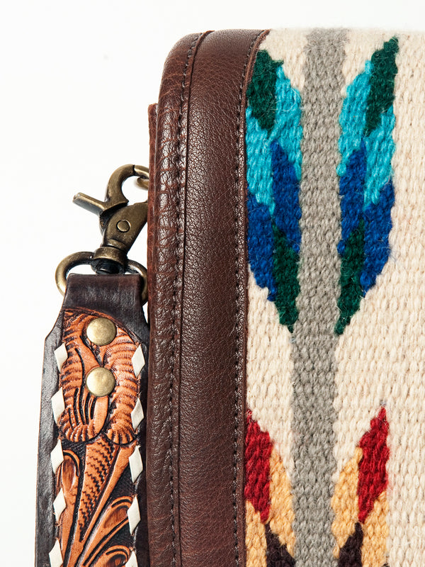 ADBGA207 American Darling Hand Tooled Saddle Blanket Fringed Leather Cross body Bag