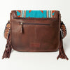 ADBGA207 American Darling Hand Tooled Saddle Blanket Fringed Leather Cross body Bag