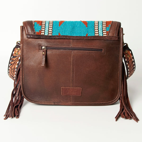 ADBGA207 American Darling Hand Tooled Saddle Blanket Fringed Leather Cross body Bag