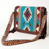 ADBGA207 American Darling Hand Tooled Saddle Blanket Fringed Leather Cross body Bag
