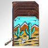 ADCCM101 Hand-Painted Card Holder - Western Cowhide Leather Zip Wallet