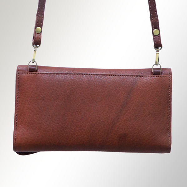 ADBGM179 Handcrafted Western Tooled Leather Crossbody with Artistic Rodeo Design