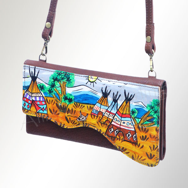 ADBGM179 Handcrafted Western Tooled Leather Crossbody with Artistic Rodeo Design