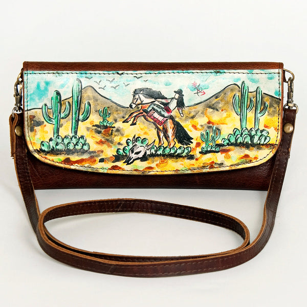ADBGM112 Hand-Painted Leather Crossbody Clutch - Western Design by American Darling