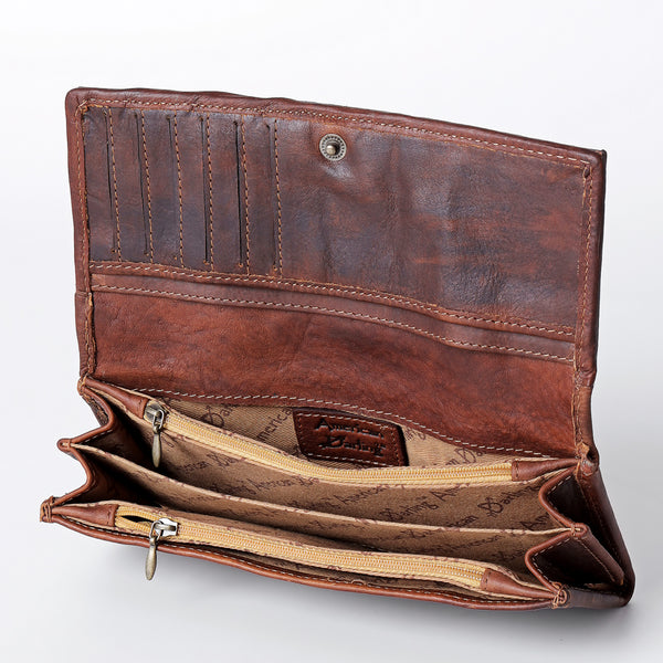 LC-ADBGZ404 Western Hand-Tooled Leather Women Wallet - Sunflower Floral Design
