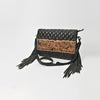ADBGZ1014 American Darling Hand Tooled Quilted Leather Western Fringe Crossbody Purse