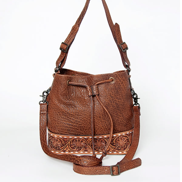 LC-ADBGZ454A Bucket Hand Tooled Genuine Western Leather Women Bag