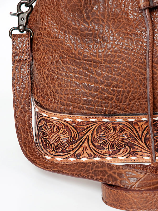 LC-ADBGZ454A Bucket Hand Tooled Genuine Western Leather Women Bag