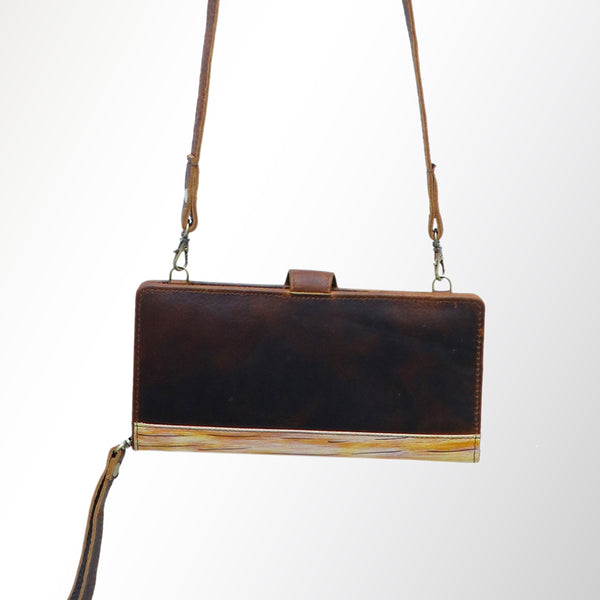 ADBGM113 Hand-Painted Leather Crossbody - Rodeo & Floral Design