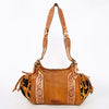ADBGA209 Western Floral Tooled Leather Cowhide Shoulder Handbag with Drawstring Tassel