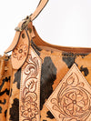 ADBGA209 Western Floral Tooled Leather Cowhide Shoulder Handbag with Drawstring Tassel