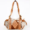 ADBGA209 Western Floral Tooled Leather Cowhide Shoulder Handbag with Drawstring Tassel