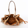 ADBGA209 Western Floral Tooled Leather Cowhide Shoulder Handbag with Drawstring Tassel