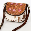 ADBGA211 American Darling Messenger Bag-Floral Hand Tooled Leather & Hair-On Hide