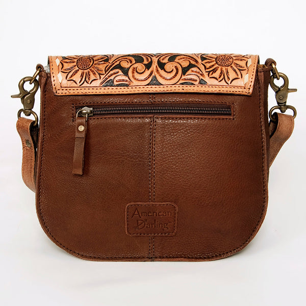ADBGA211 American Darling Messenger Bag-Floral Hand Tooled Leather & Hair-On Hide