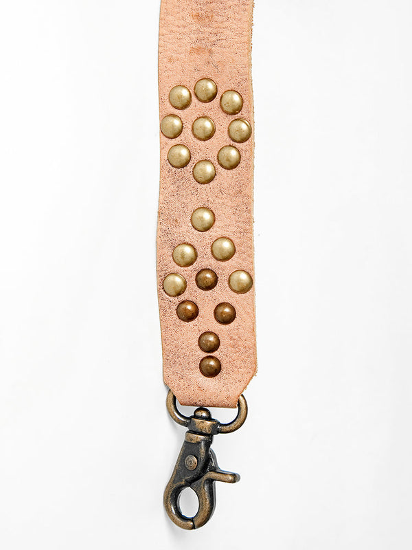 LC-ADBT133 Distressed Leather Bag Strap with Antique Brass Studs