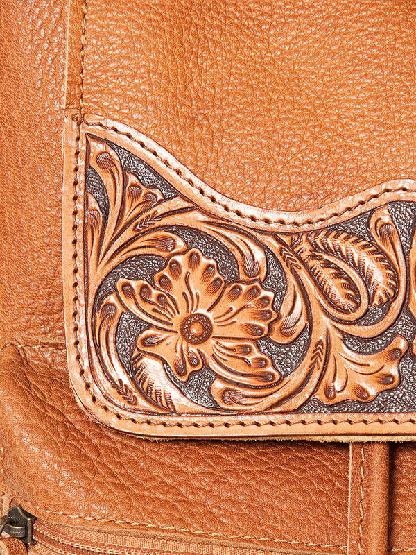 ADBG776 American Darling Western Leather Backpack - Hand Tooled Floral Carved Full Grain Bag