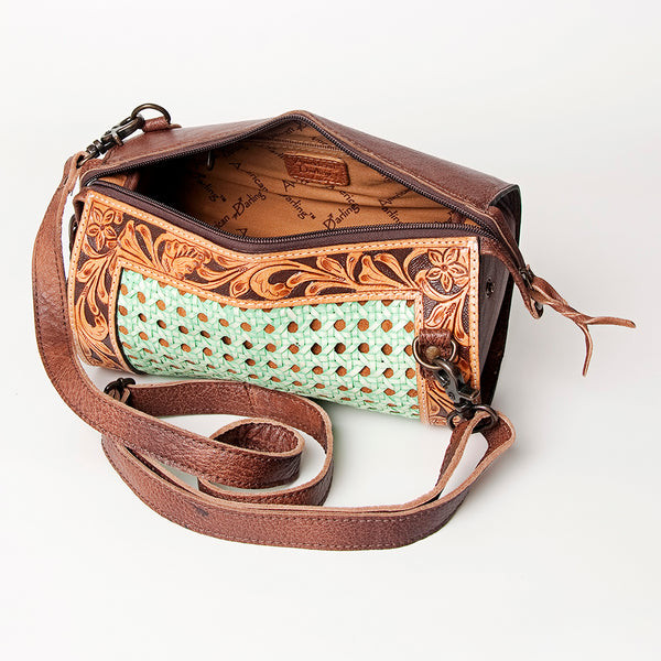 ADBG777 American Darling Hand Tooled Western Leather Duffel Bag - Floral Carved Travel Bag