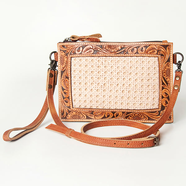 ADBG778 American Darling Hand Tooled Western Leather Crossbody - Floral Carved Full Grain Clutch