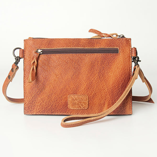 ADBG778 American Darling Hand Tooled Western Leather Crossbody - Floral Carved Full Grain Clutch