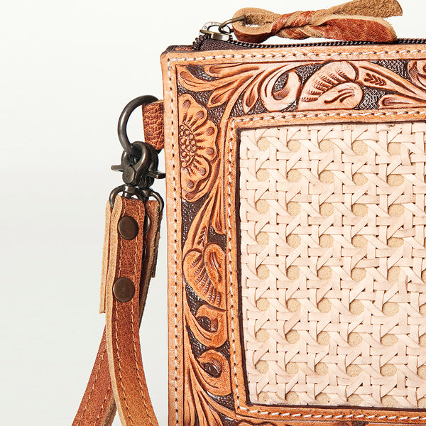 ADBG778 American Darling Hand Tooled Western Leather Crossbody - Floral Carved Full Grain Clutch