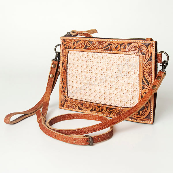 ADBG778 American Darling Hand Tooled Western Leather Crossbody - Floral Carved Full Grain Clutch