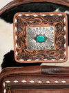 ADBG782 American Darling Western Leather Backpack - Hand Tooled Cowhide & Saddle Blanket