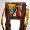 ADBGM109 Fringed Leather Western Crossbody Bag - Painted Artwork
