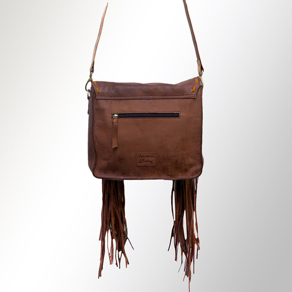 ADBGM109 Fringed Leather Western Crossbody Bag - Painted Artwork