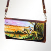 ADBGM112 Hand-Painted Leather Crossbody Clutch - Western Design