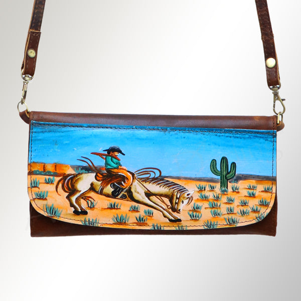 ADBGM112 Hand-Painted Leather Crossbody Clutch - Western Design by American Darling