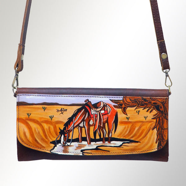 ADBGM112 Hand-Painted Leather Crossbody Clutch - Western Design by American Darling