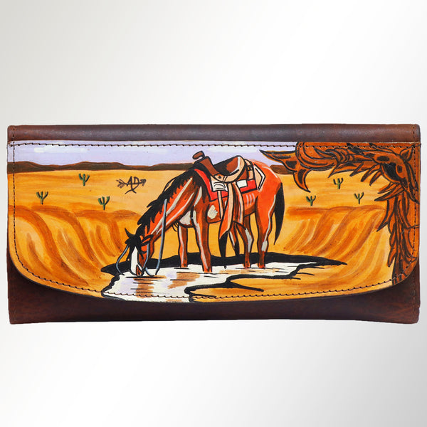 ADBGM112 Hand-Painted Leather Crossbody Clutch - Western Design by American Darling