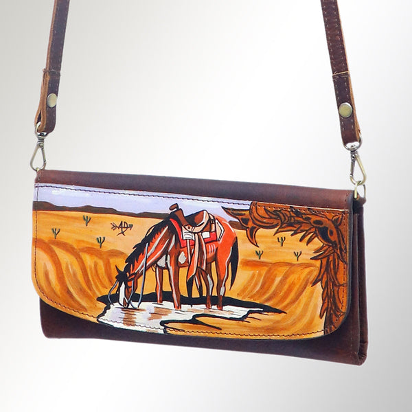 ADBGM112 Hand-Painted Leather Crossbody Clutch - Western Design by American Darling