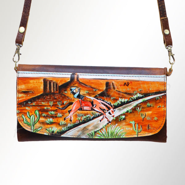 ADBGM112 Hand-Painted Leather Crossbody Clutch - Western Design by American Darling