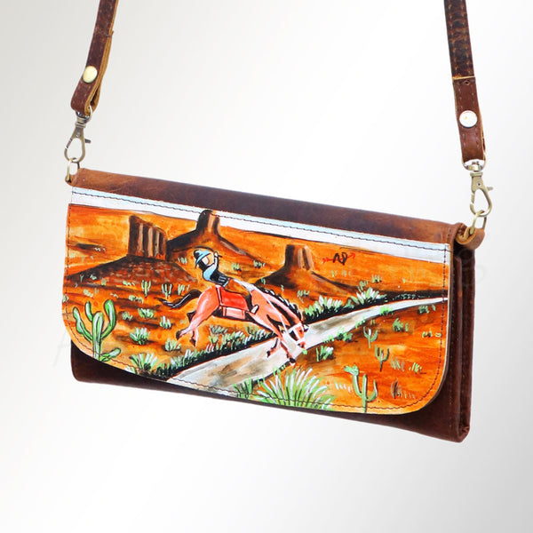 ADBGM112 Hand-Painted Leather Crossbody Clutch - Western Design by American Darling