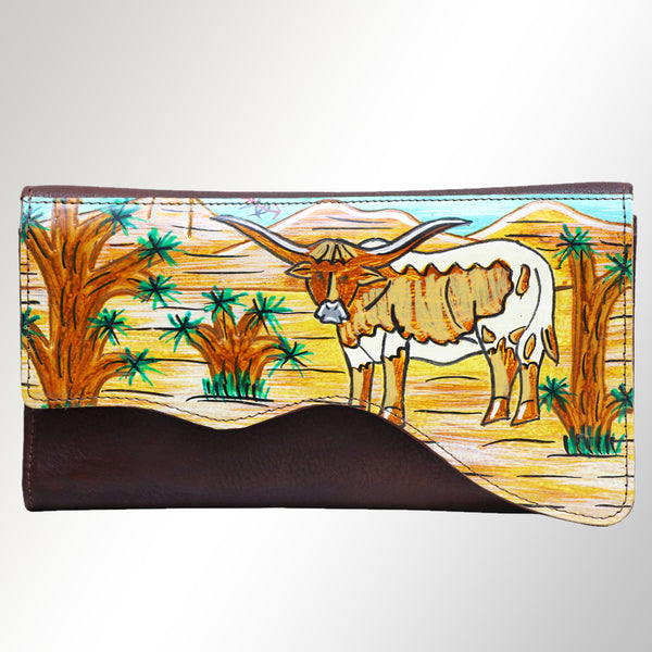 ADBGM179 Handcrafted Western Tooled Leather Crossbody with Artistic Rodeo Design