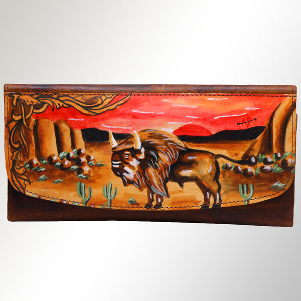 ADBGM112 Hand-Painted Leather Crossbody Clutch - Western Design by American Darling