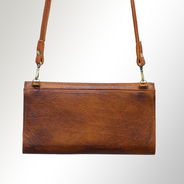 ADBGM179 Handcrafted Western Tooled Leather Crossbody with Artistic Rodeo Design