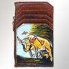 ADCCM101 Hand-Painted Card Holder - Western Cowhide Leather Zip Wallet