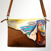ADBGM232 Hand-Painted Leather Bag with Structured Silhouette and Interior Pockets