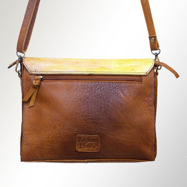ADBGM232 Hand-Painted Leather Bag with Structured Silhouette and Interior Pockets