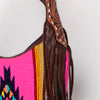 ADBGA212 American Darling Hand-Woven Saddle Blanket Hobo Bag Hand Tooled Leather Fringe