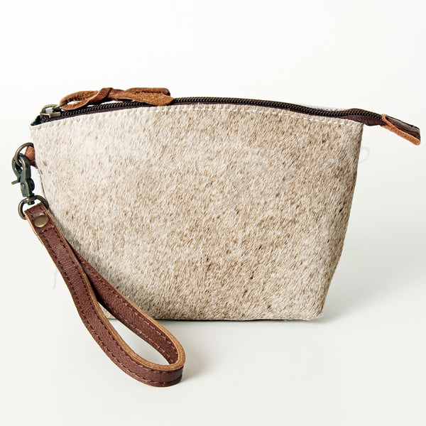 ADBG443 Genuine Hair on Hide Compact Coin Purse with Secure Top Zip Closure