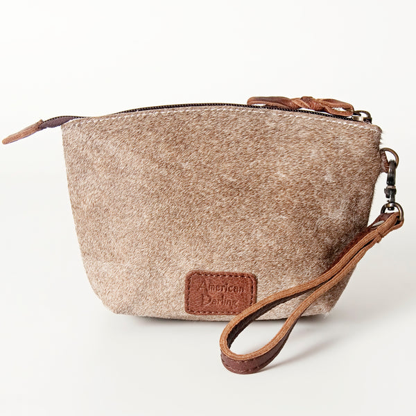 ADBG443 Genuine Hair on Hide Compact Coin Purse with Secure Top Zip Closure