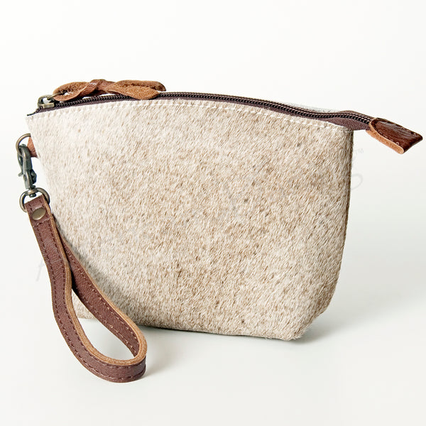 ADBG443 Genuine Hair on Hide Compact Coin Purse with Secure Top Zip Closure