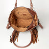 ADBG662 American Darling Hand Tooled Floral & Hair-On Cowhide Western Leather Tote Bag with Fringes